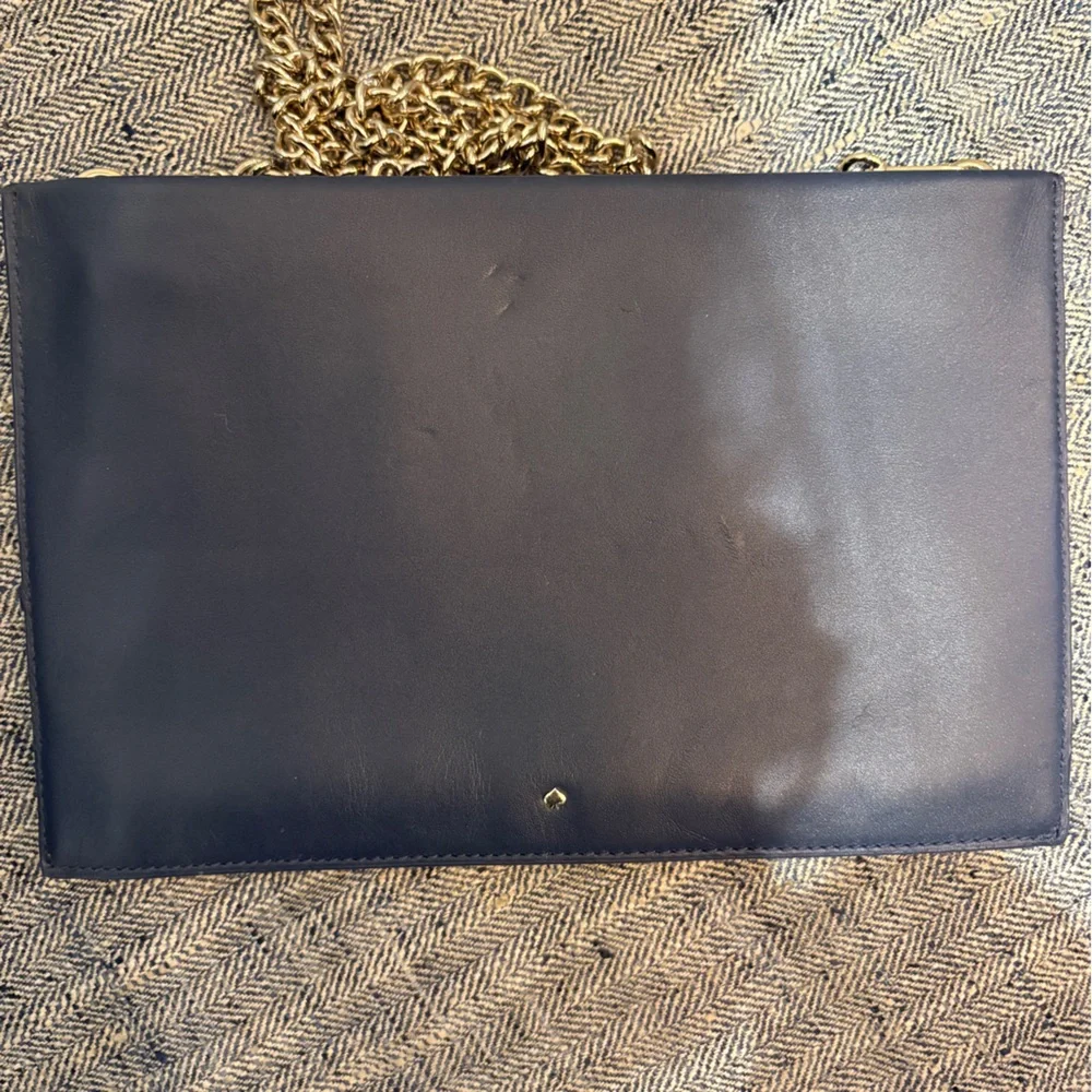 Kate Spade “Madison Avenue” collection Floral navy clutch with chain - Picture 3 of 3